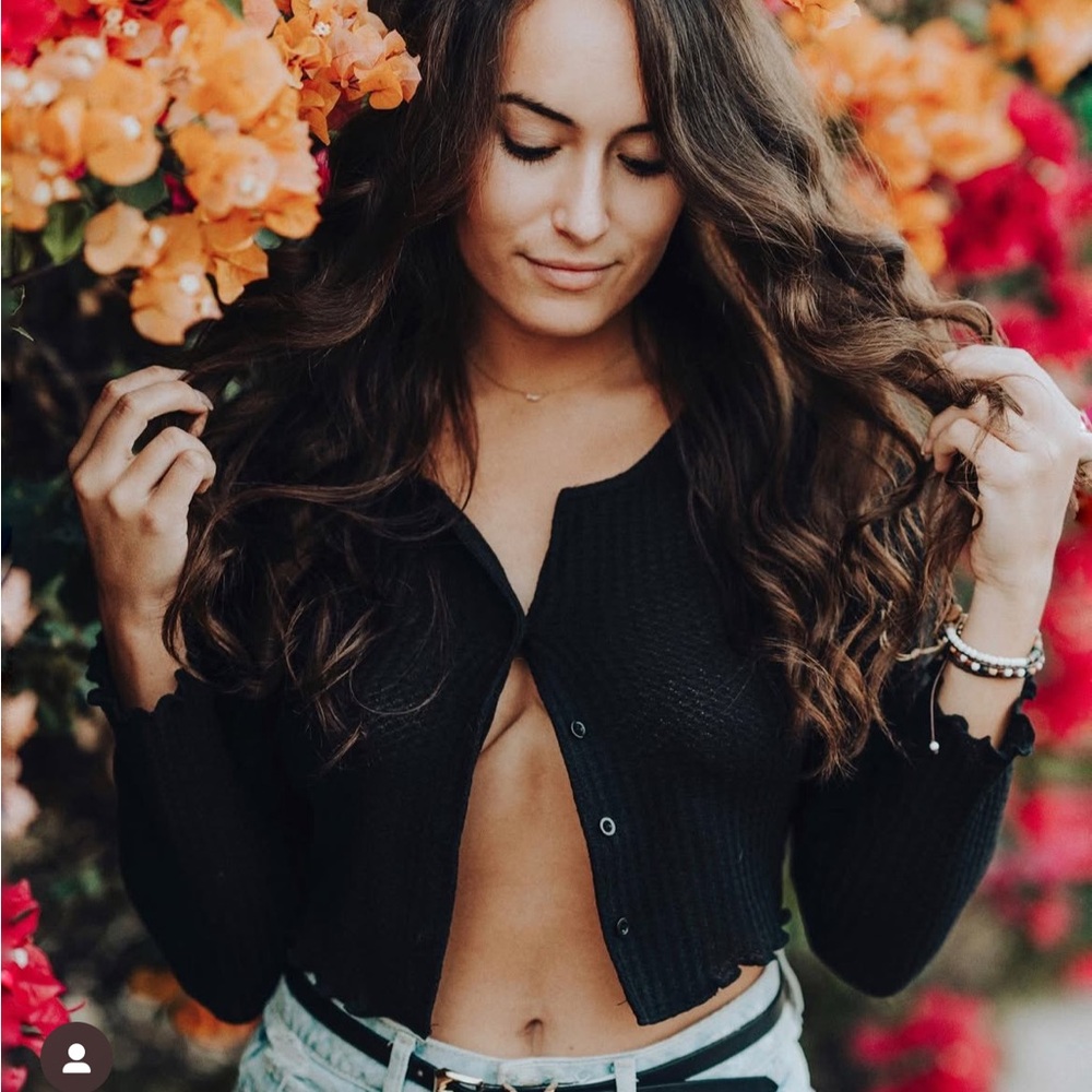 SHEIN Black Cropped Button Down Shirt with Mandarin Collar